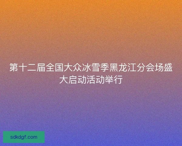 第十二届全国大众冰雪季黑龙江分会场盛大启动活动举行